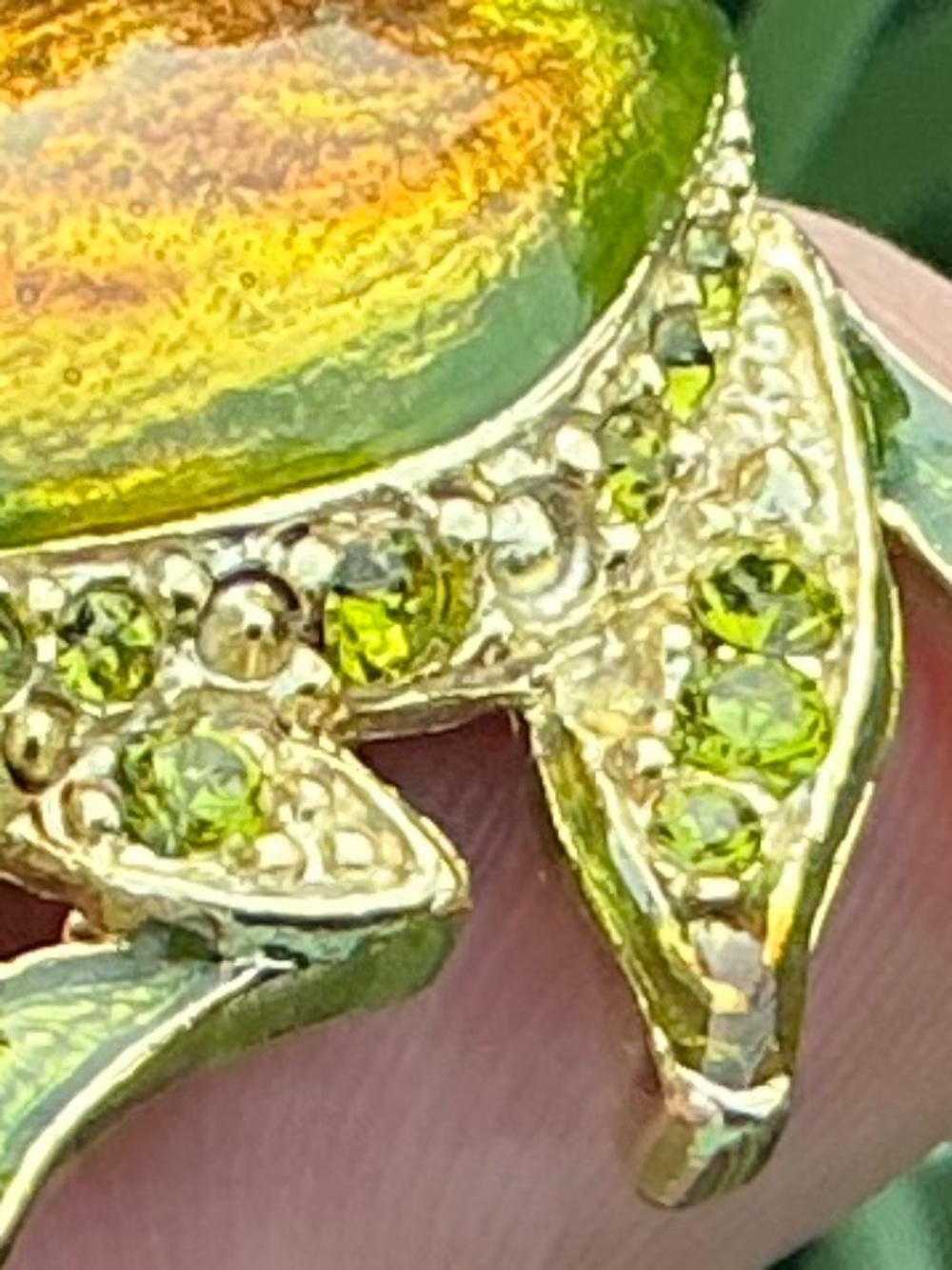 Vintage Leaping Frog Pin Green Enamel Rhinestone Unsigned Liz Claiborne 1980s - Picture 13 of 16